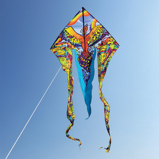 6.5' Flo-Tail Delta Kite - Rainbow Bird
