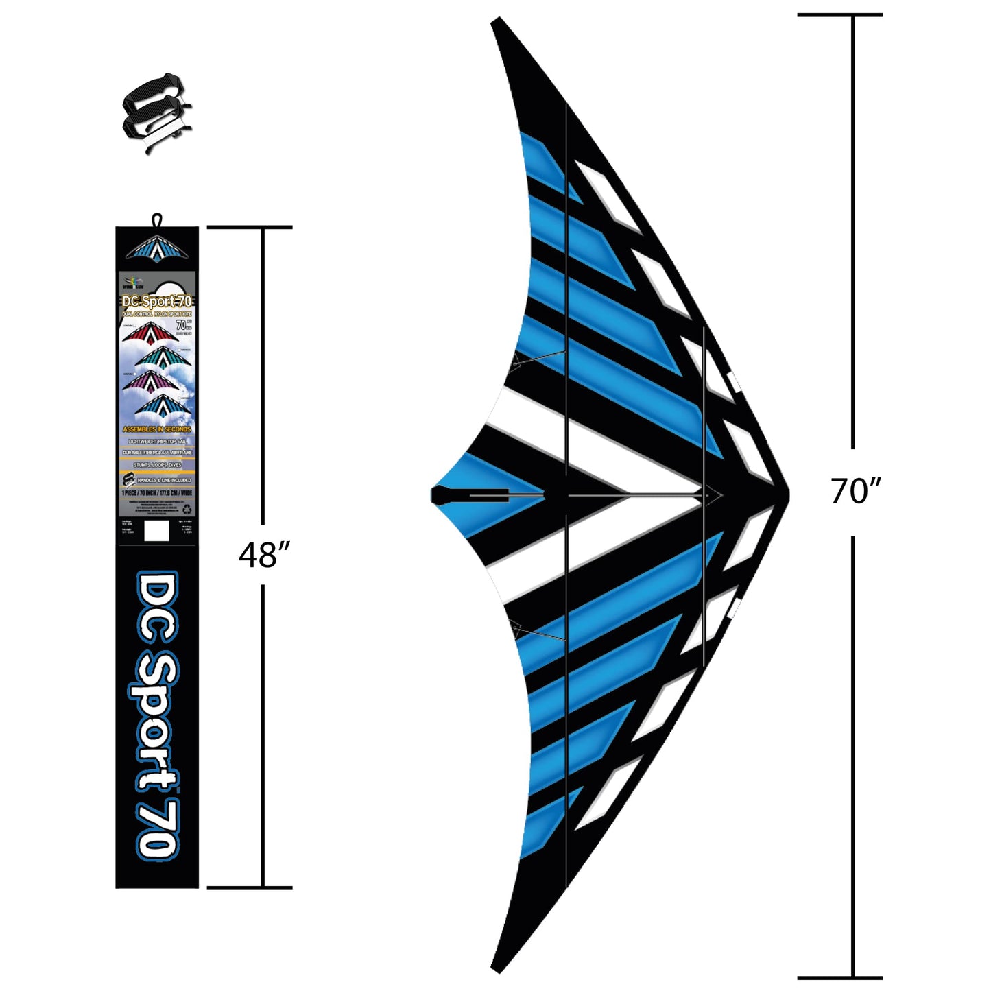 70" DC Sport Dual Control Stunt Kite - Blue