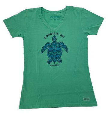 Life is Good - Outer Banks Corolla Tribal Sea Turtle T-Shirt
