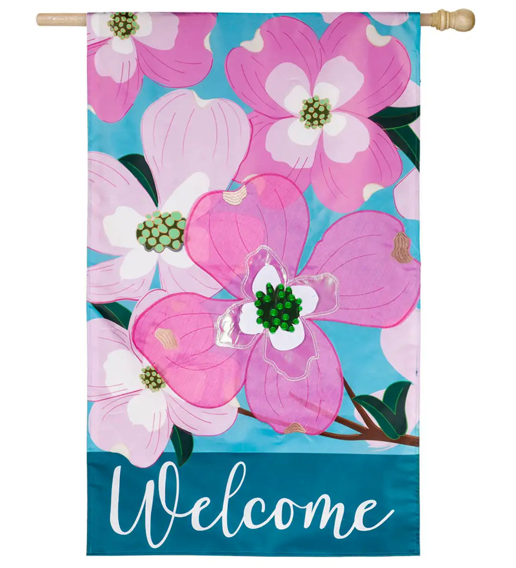 Dogwood Blossoms House Applique Flag