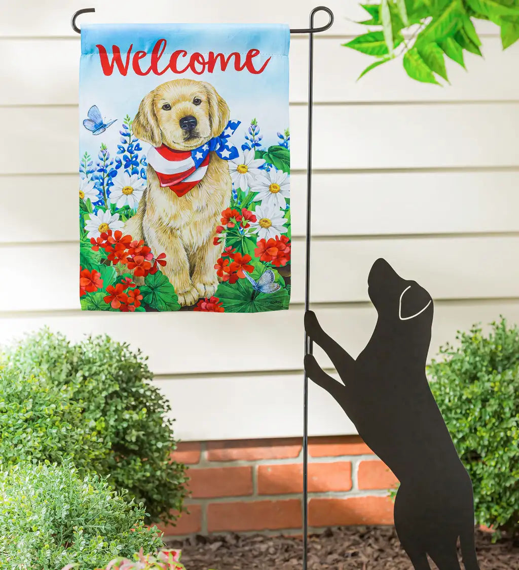 Dog with Patriotic Bandana Garden Suede Flag