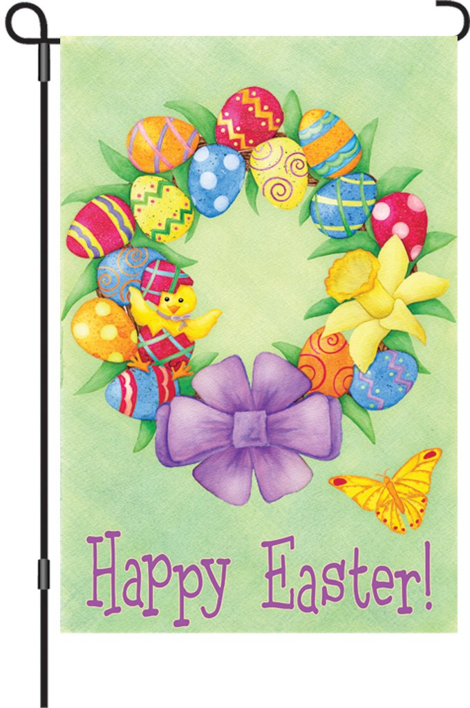 Happy Easter Wreath 12" Garden Flag