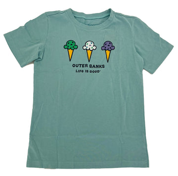 Life is Good -  Outer Banks Ice Cream Cone Kids T-Shirt