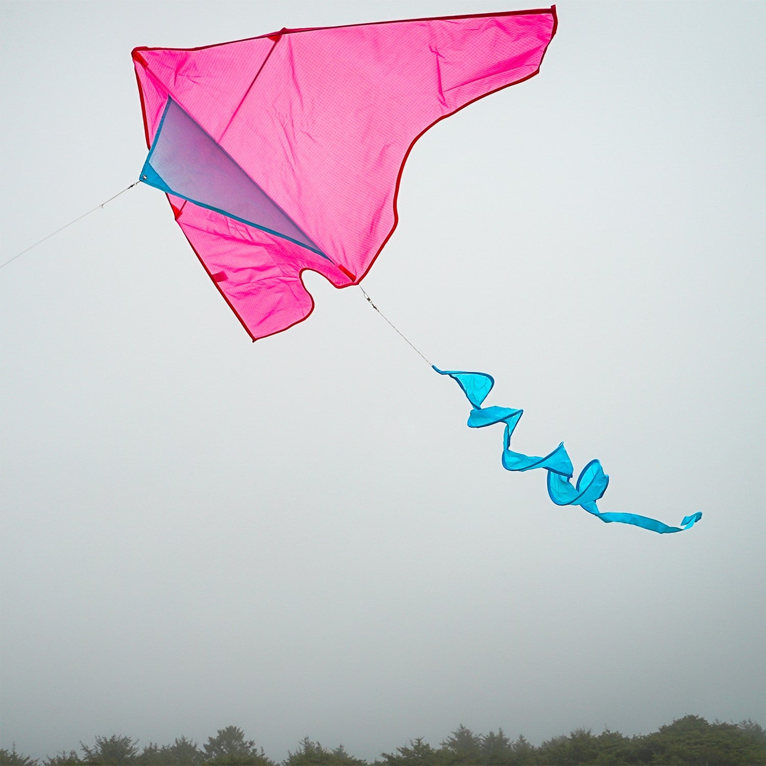 55" Colorblock Delta - Pink with Aqua Twister Tail