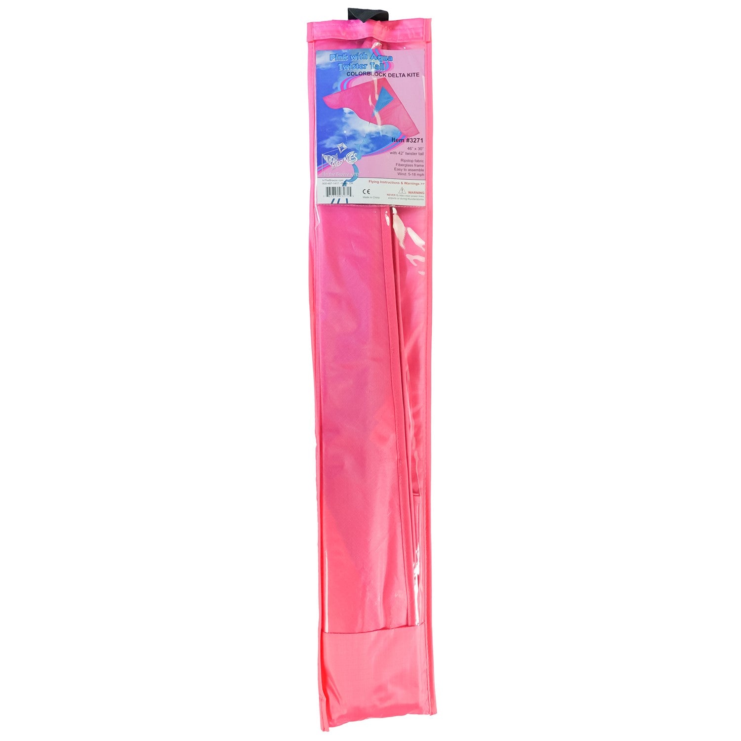 55" Colorblock Delta - Pink with Aqua Twister Tail
