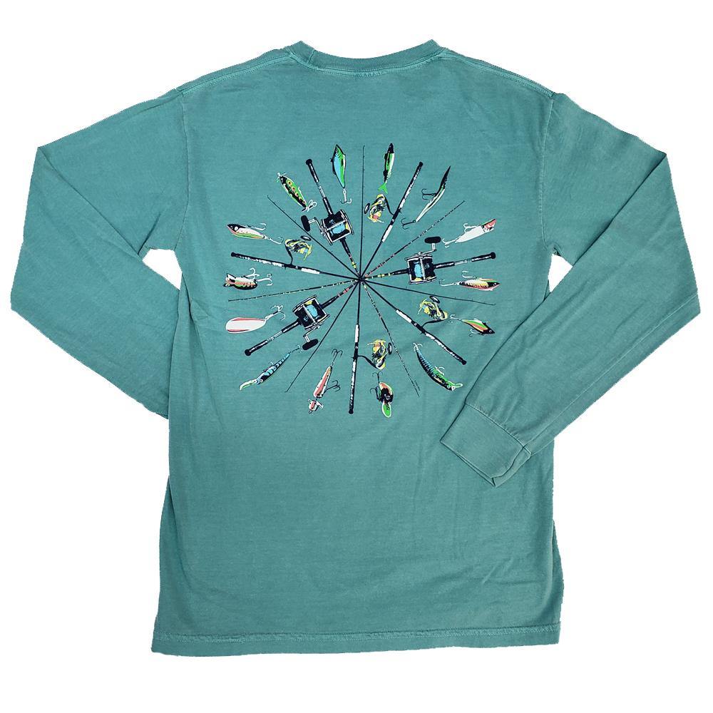 Outer Banks Fishing Pole Wheel Long Sleeve T-Shirt - Kitty Hawk Kites Online Store