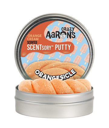 Crazy Aaron's Thinking Putty 2.75" Tin - Orange Cream Scented Putty - SCENTSory Orangesicle - Soft Texture, Never Dries Out
