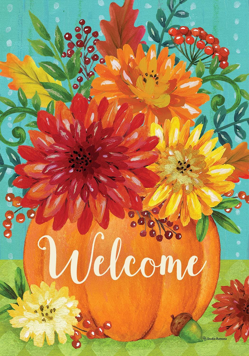 Pumpkin & Mums Welcome Garden Flag - Kitty Hawk Kites Online Store