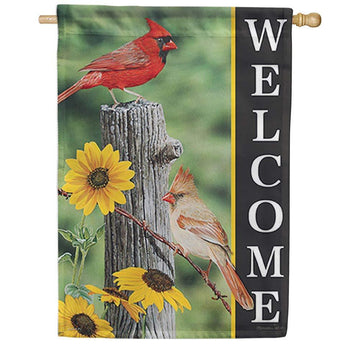 Fence Post Cardinal Garden Welcome Flag - Kitty Hawk Kites Online Store