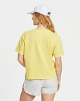 Life Is Good Women's Short Sleeve Boxy Tee - Sea Stripe - Lemon Yellow - Kitty Hawk Kites Online Store