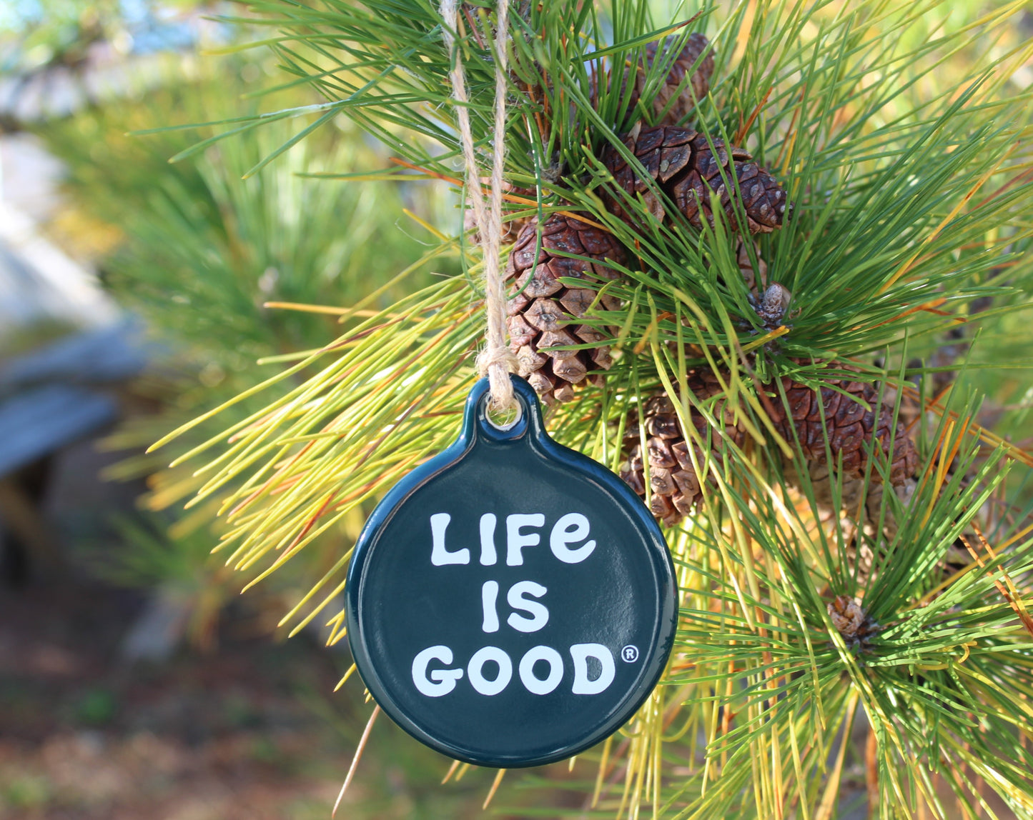 Life is good evergreen snowman ornament