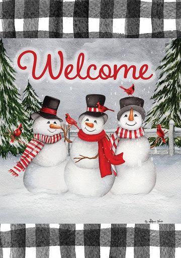 Welcome Snowman Trio Garden Flag - Kitty Hawk Kites Online Store