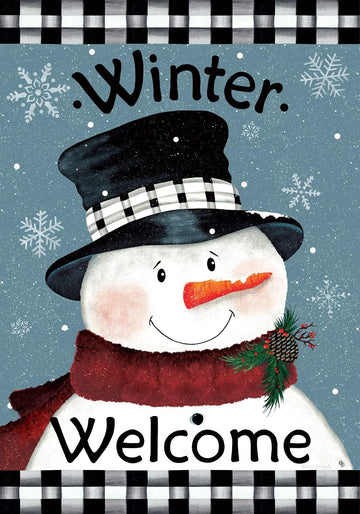 Black & White Snowman Winter Welcome Garden Flag - Kitty Hawk Kites Online Store
