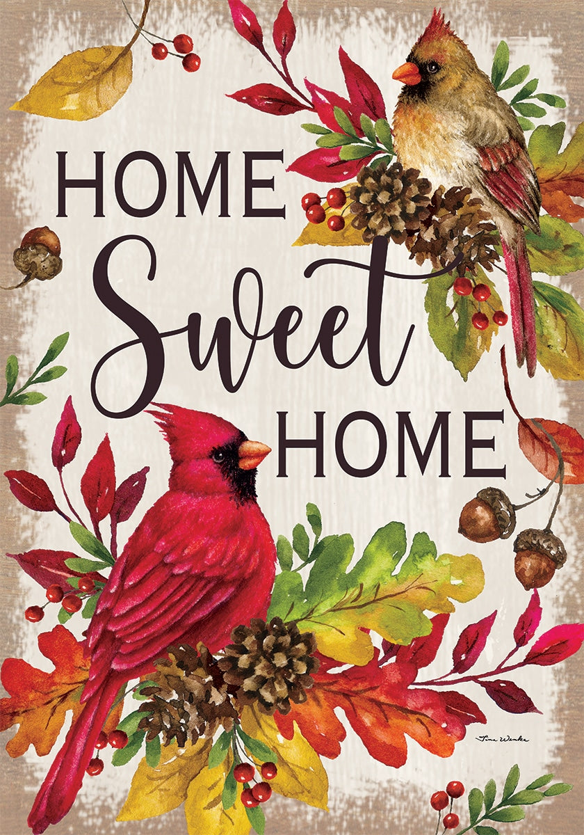 Home Sweet Cardinals - 12" x 18" Garden Flag