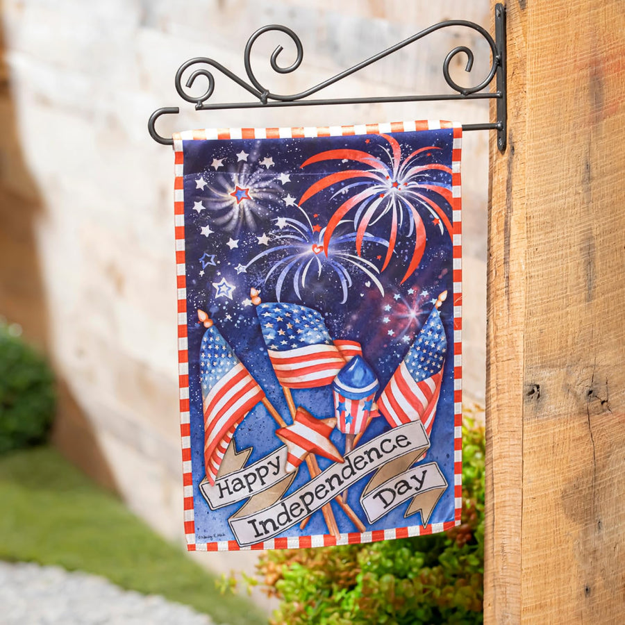 Evergreen Flag Independence Day Fireworks Garden Lustre Flag |Patriotic Garden Flag 12x18 Double Sided | Patriotic House Flags For Outside | Small American Flag for Yard and Garden