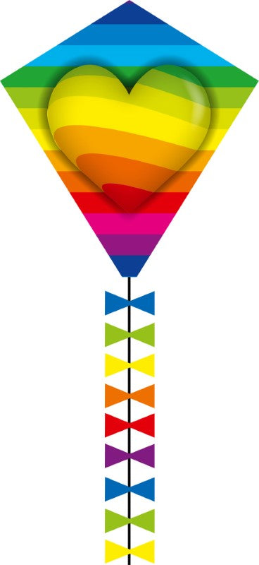 18" Diamond Kite - Rainbow Heart