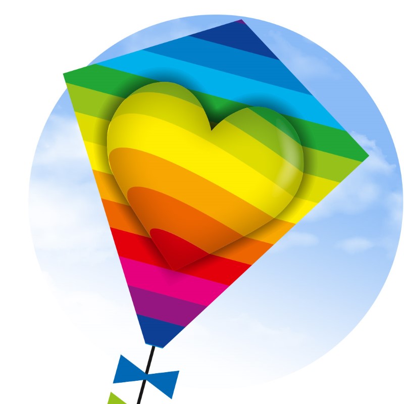 18" Diamond Kite - Rainbow Heart