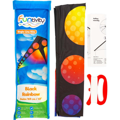 63" Funtivity Delta Kite - Black Rainbow