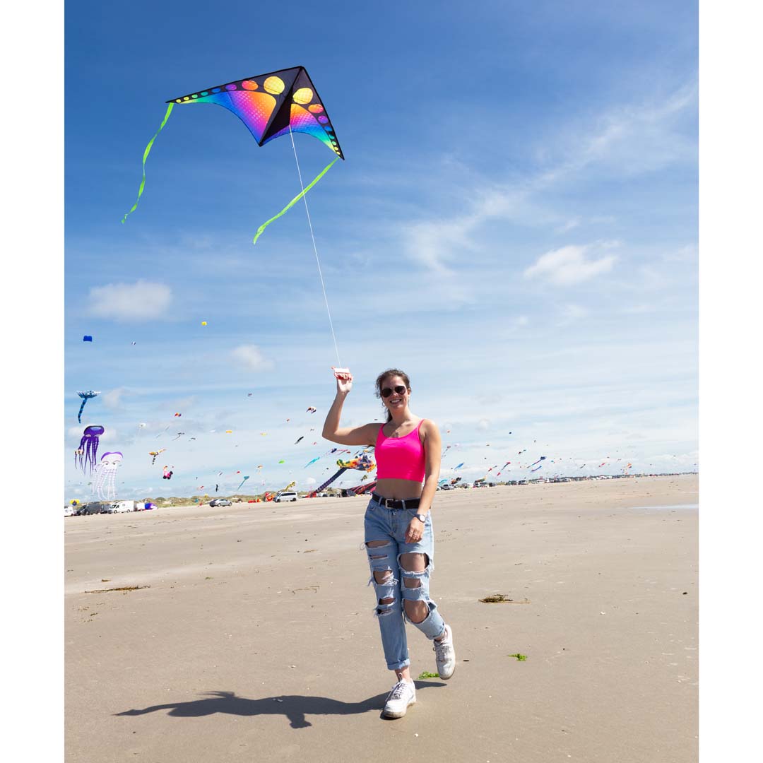 63" Funtivity Delta Kite - Black Rainbow