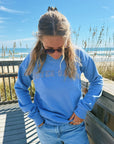 Outer Banks Applique Arch Crewneck - Washed Denim
