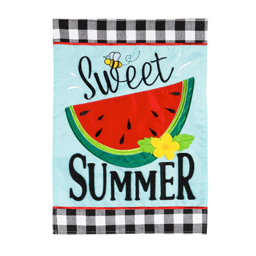 Sweet Summer Watermelon Garden Applique Flag