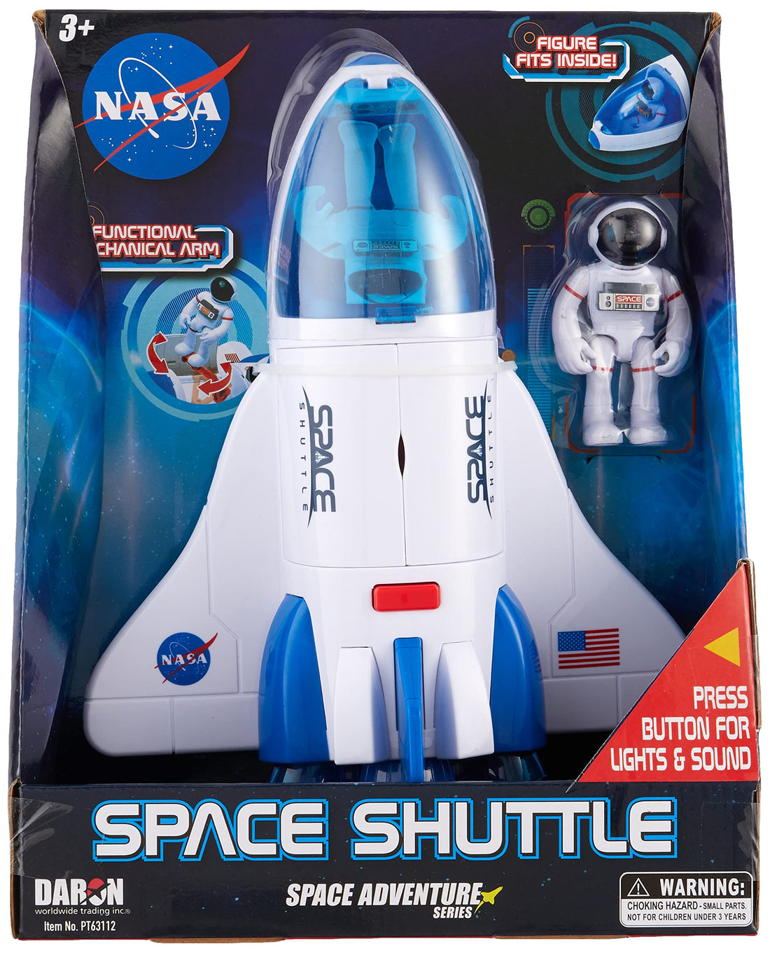 Daron NASA Space Adventure Series: Space Shuttle with Lights & Sounds & Figure, Approx 9" X 7"