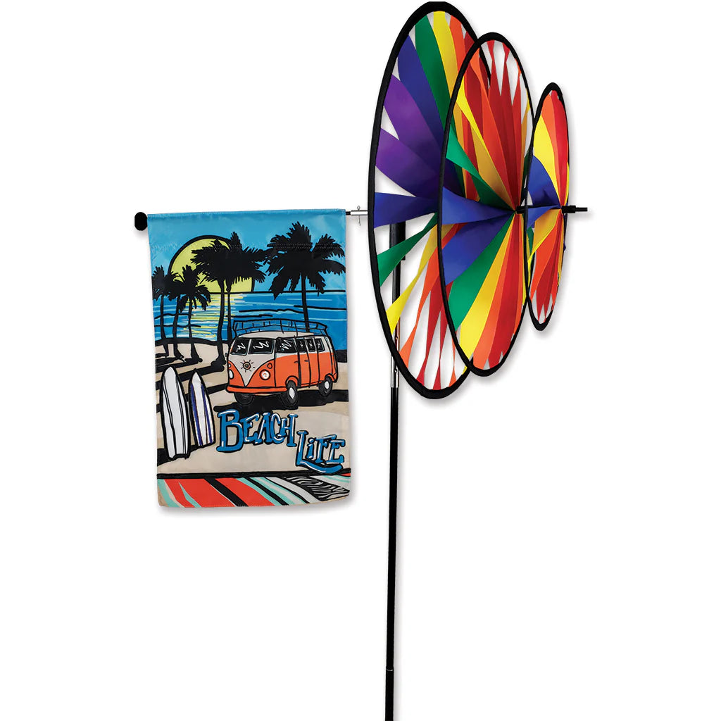 Rainbow Triple Spinner Garden Flag Pole (Flag Not Included)