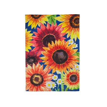 Multi-Color Fall Sunflowers Garden Suede Flag - 12.5" x 18"