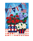 Evergreen Patriotic Flower Pot Garden Linen Flag 12.5 x 18 Inches Indoor Outdoor Decor