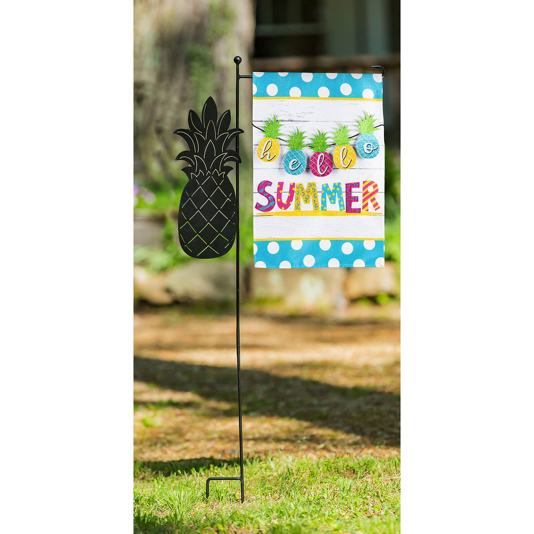 Evergreen Hello Summer Pineapple Banner Garden Burlap Flag