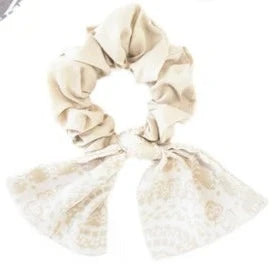 Scunchie with Bow - CREAM AND OFF WHITE