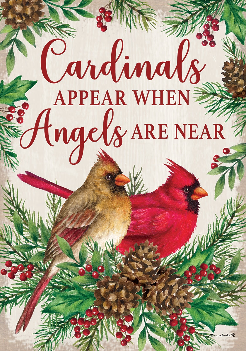 Cardinals and Angels - 12" x 18" Garden Flag