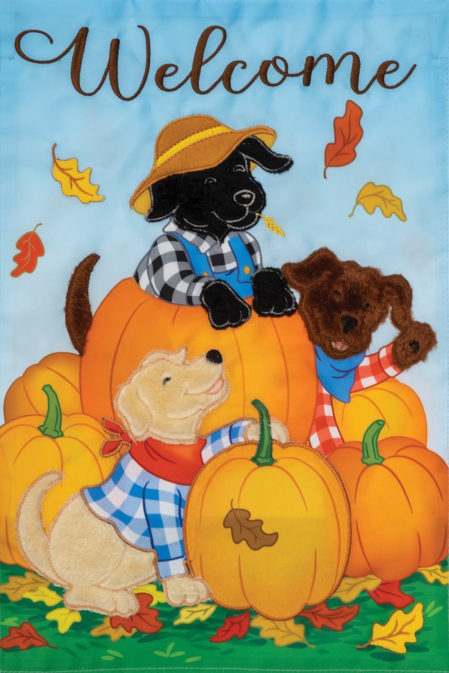 Pumpkins and Dogs - 12&quot; x 18&quot; Garden Flag