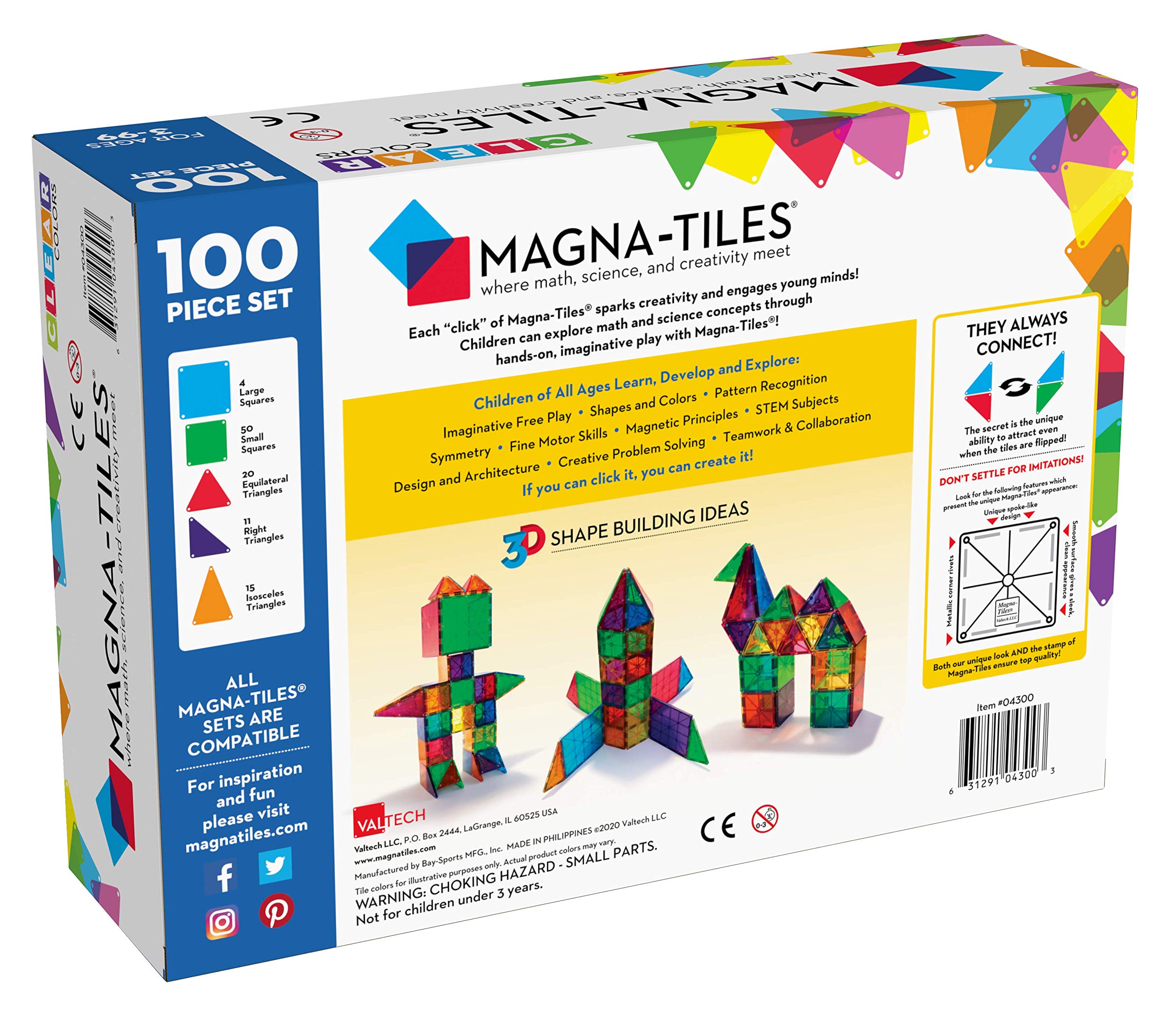 マグナタイル　160piece Magna-Tiles Clear Colors 100 Piece Set – Kitty Hawk Kites