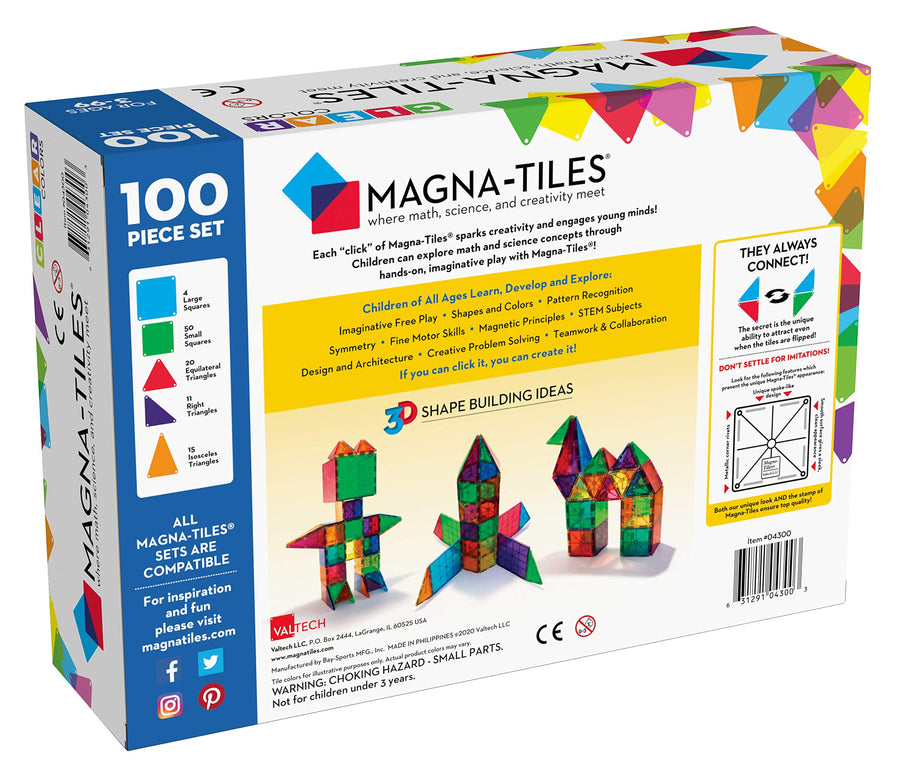 Magna-Tiles Clear Colors 100 Piece Set