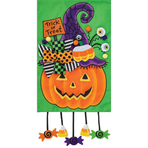 Pumpkin Candy Double Applique Garden Flag