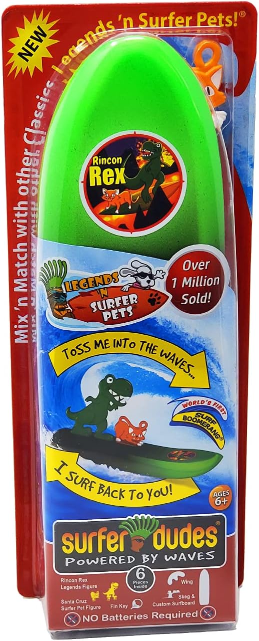 Surfer Dudes & Pets Mini-Surfer and Surfboard Toy - Rincon Rex and Santa Cruz