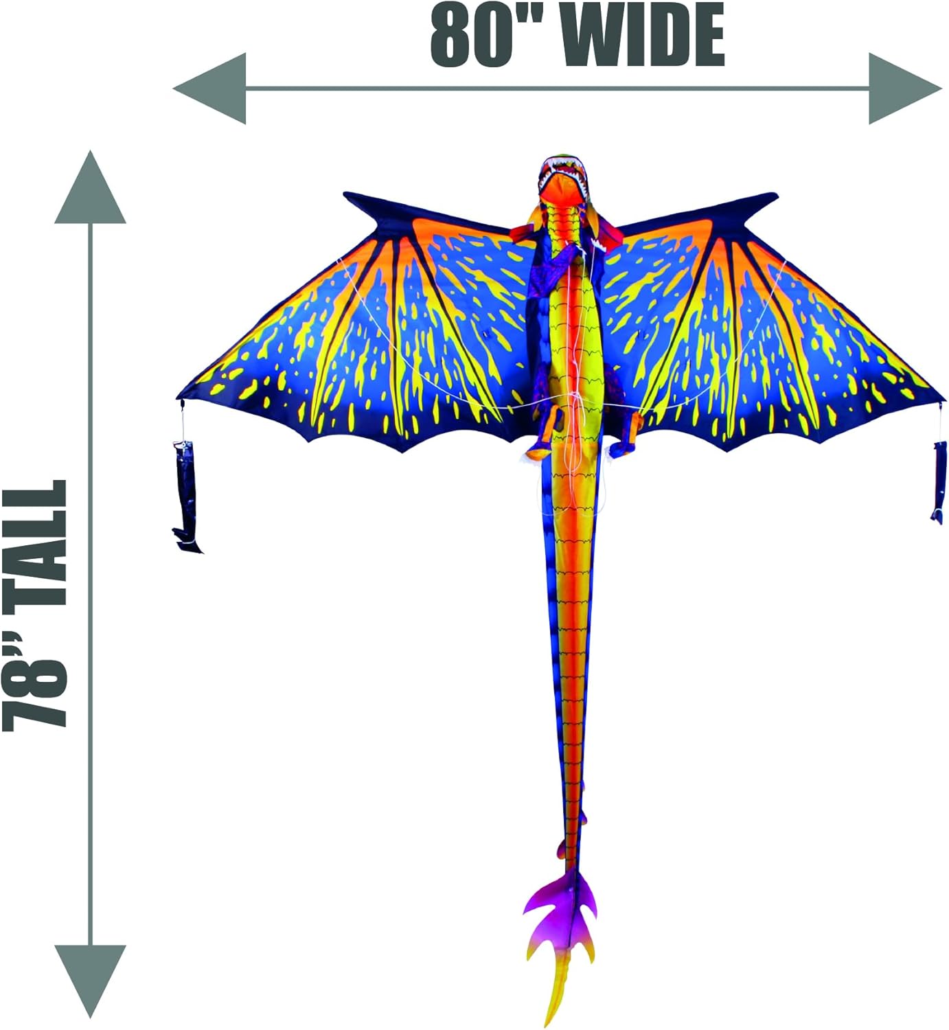 80" Collapsible Blue Dragon Kite