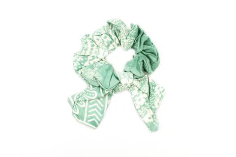 Scunchie with Bow - GREEN PALM LEOPARD