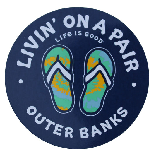 Life is Good Outer Banks Tie Dye Flip Flops Sticker