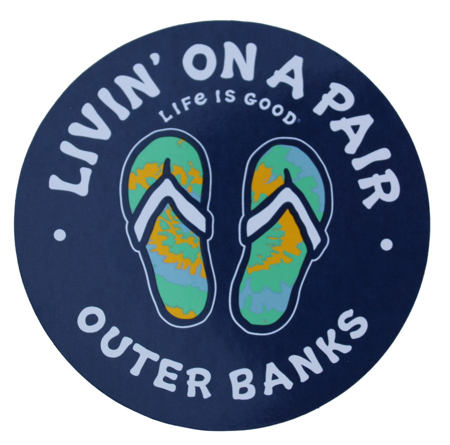 Life is Good Outer Banks Tie Dye Flip Flops Sticker