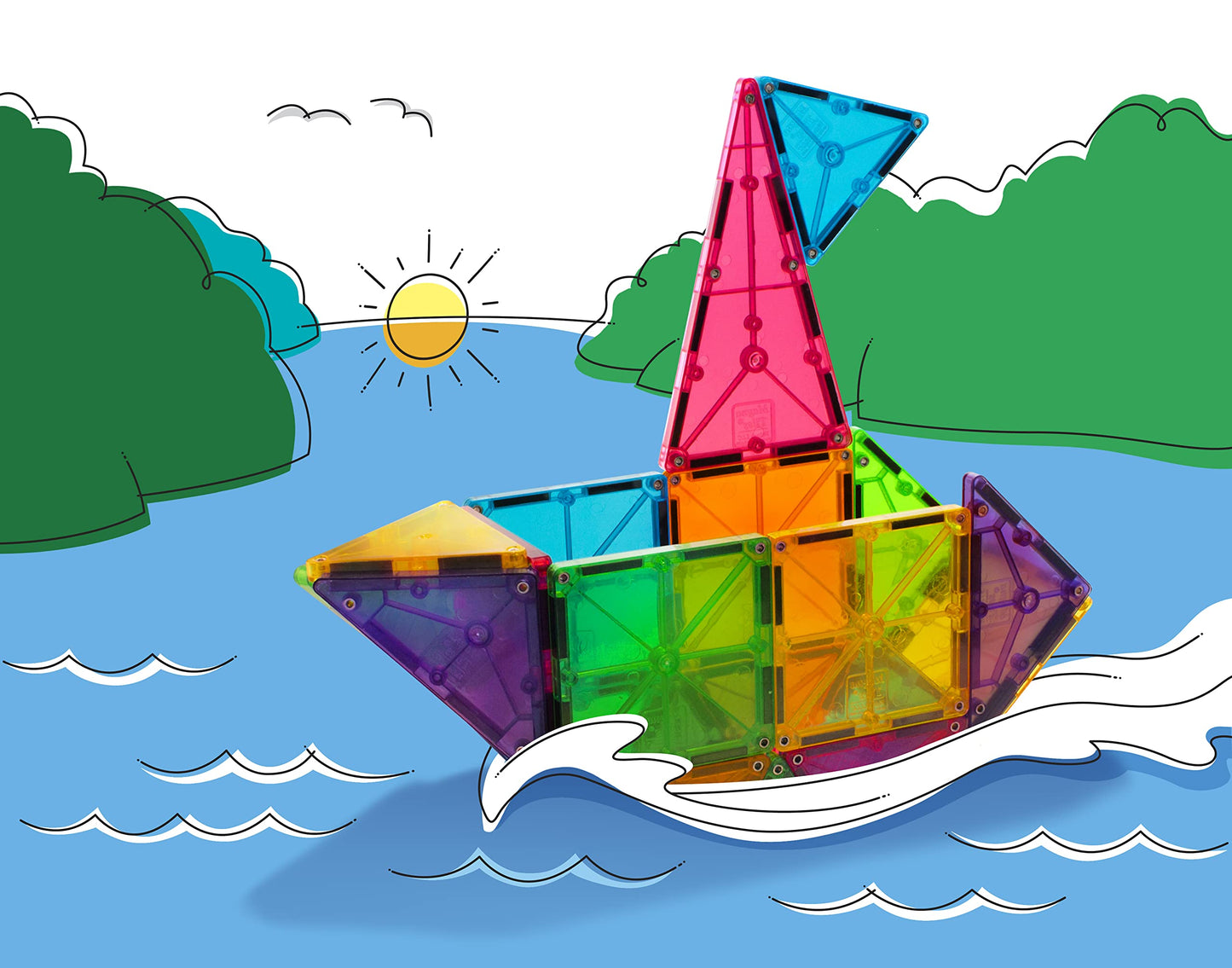 Magna-Tiles 32-Piece Clear Colors Set