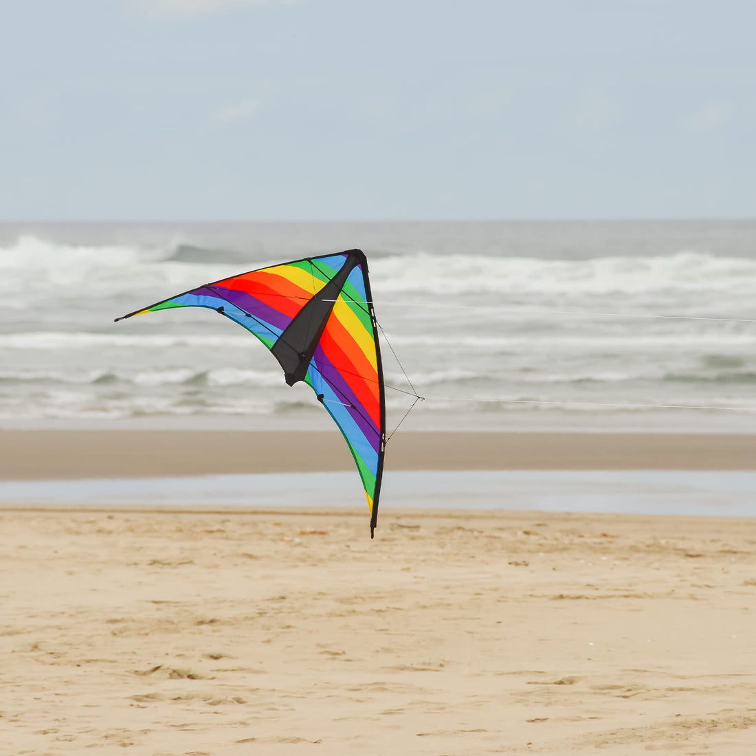 In the Breeze Rainbow Stripe Dual Control Sport Kite,48" W x 26" H