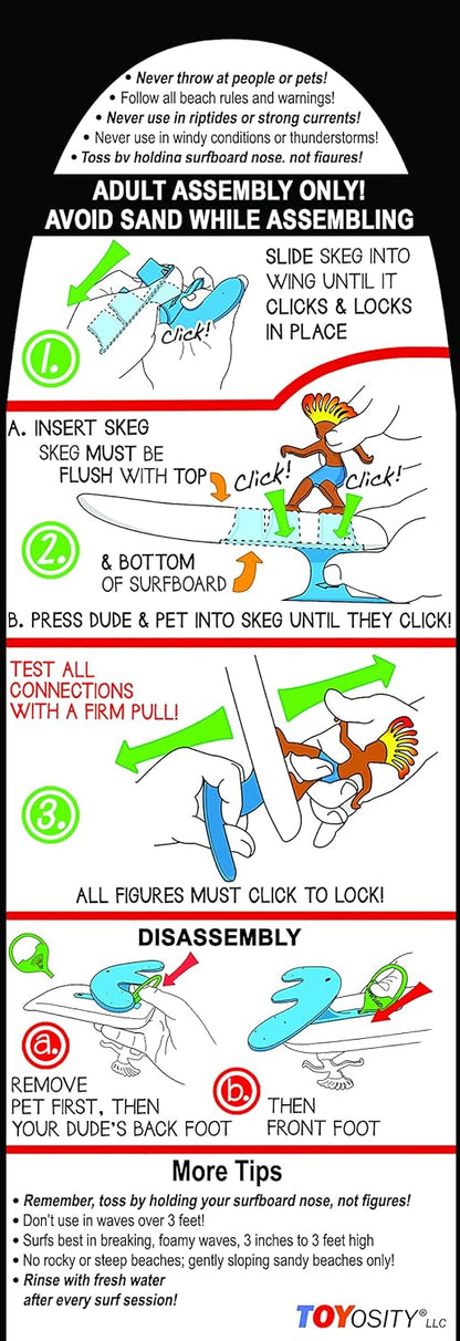 Surfer Dudes & Pets Mini-Surfer and Surfboard Toy - H2O and Rusty