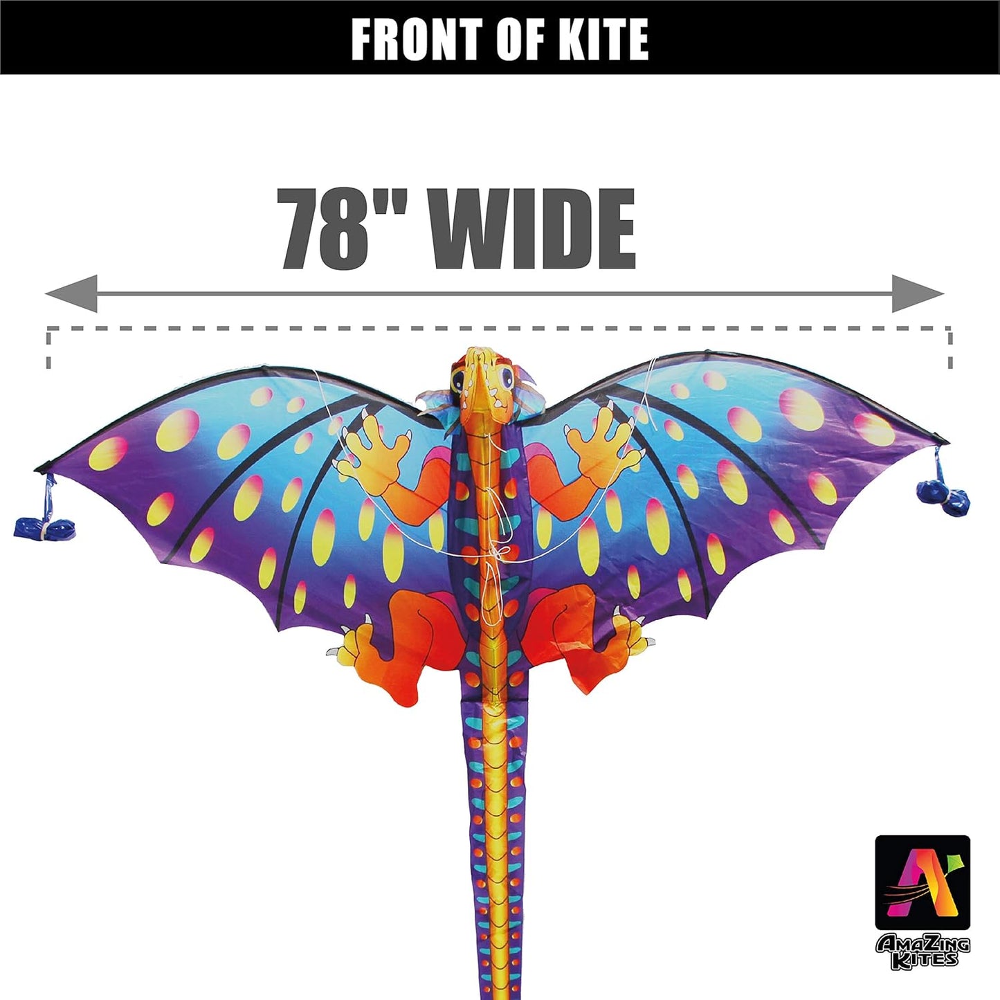 78" Collapsible Orange Dragon Kite