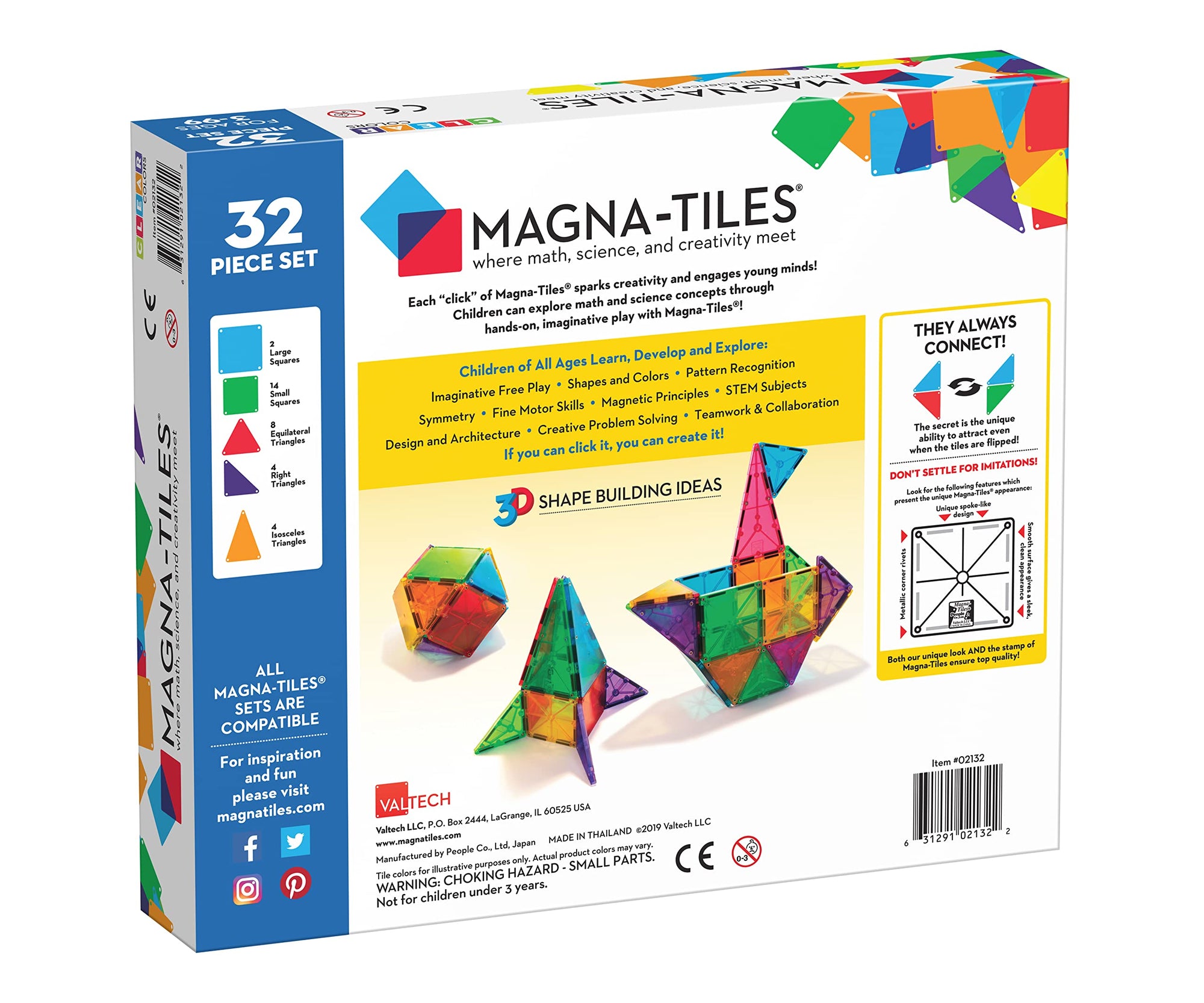 Magna-Tiles 32-Piece Clear Colors Set