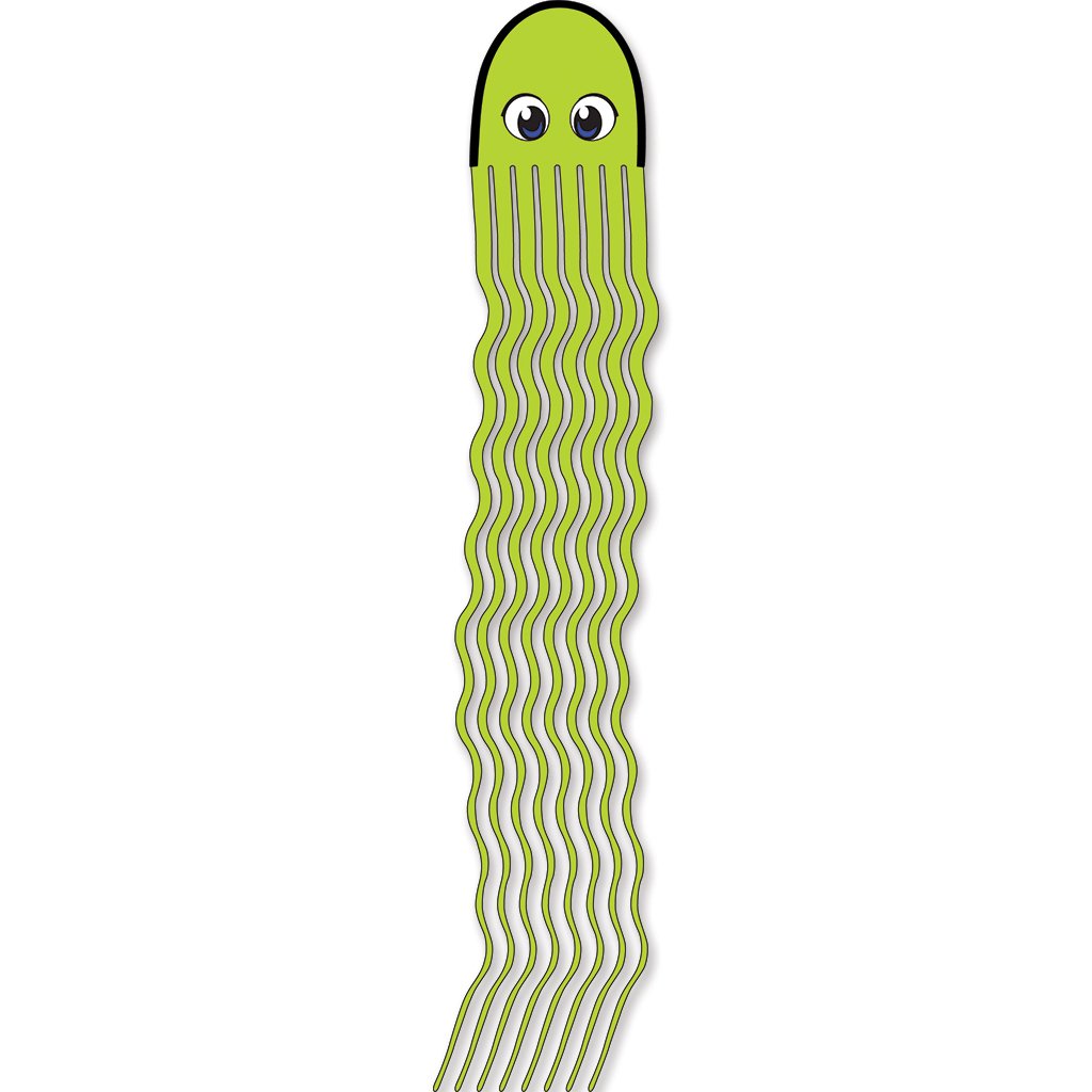 64 Inch Squeaky Jr. Bug Eyed Octopus Streamer Wind Kite, Neon Green