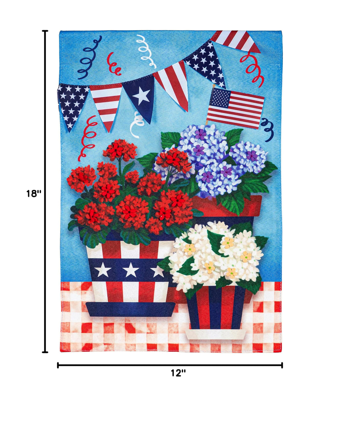 Evergreen Patriotic Flower Pot Garden Linen Flag 12.5 x 18 Inches Indoor Outdoor Decor