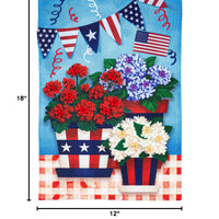 Evergreen Patriotic Flower Pot Garden Linen Flag 12.5 x 18 Inches Indoor Outdoor Decor