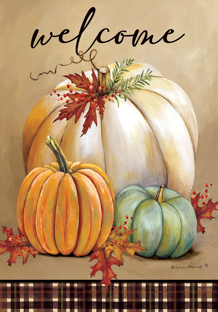 Pumpkin Trio - 12" x 18" Garden Flag